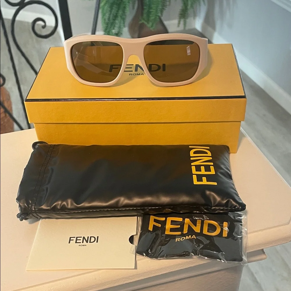 Fendi Taupe Sunglasses with Amber Lenses